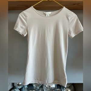 H&M Beige Scoop Neck Short Sleeve Top - Size Small